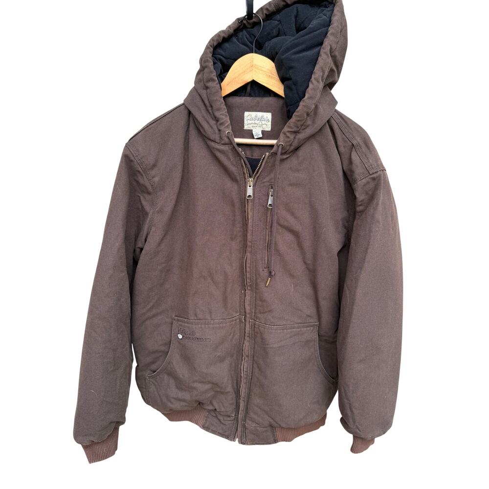 Vintage Cabela's Duck Canvas Work Jacket Mens L Tall Brown Insulated